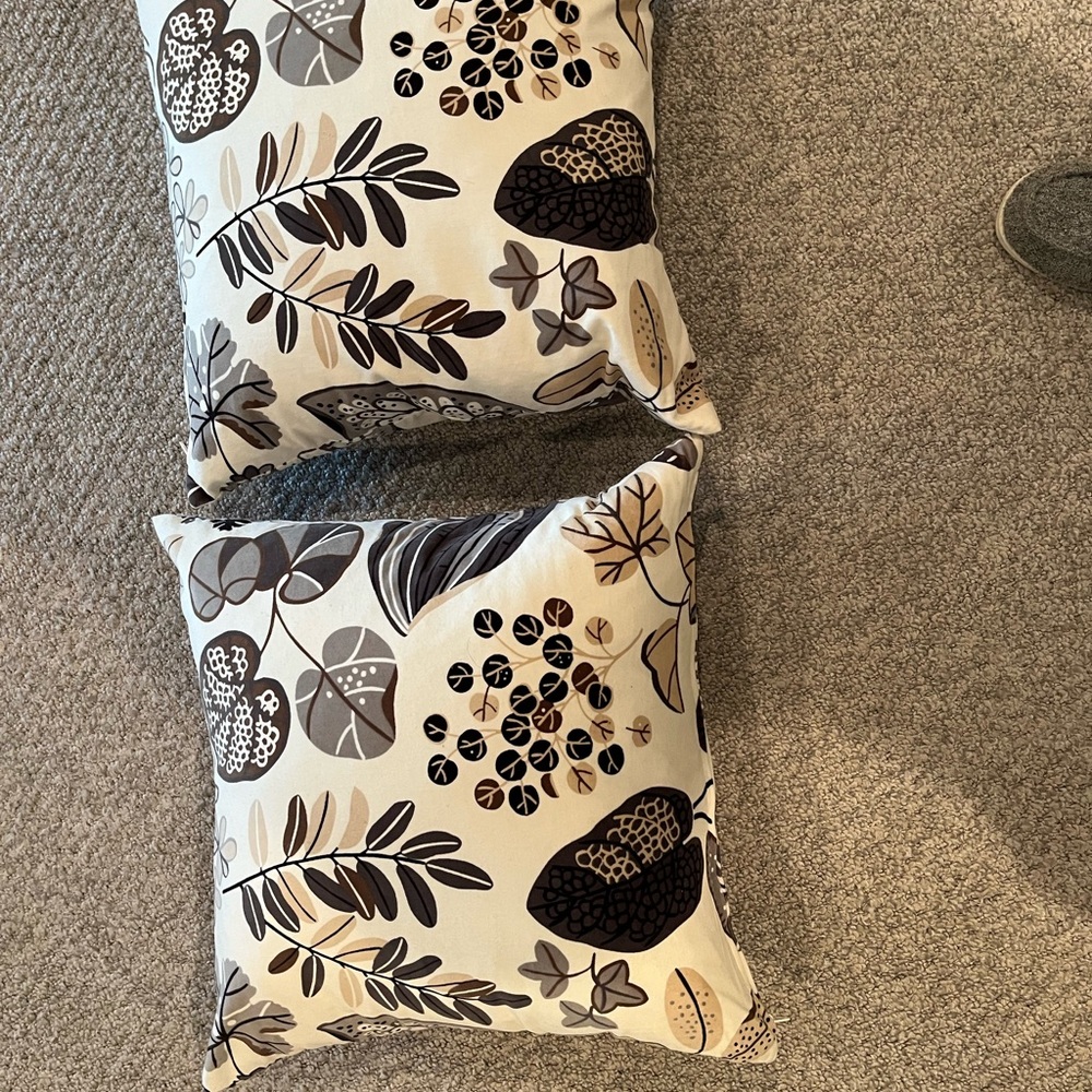 IKEA Cream and Brown Accent Pillows